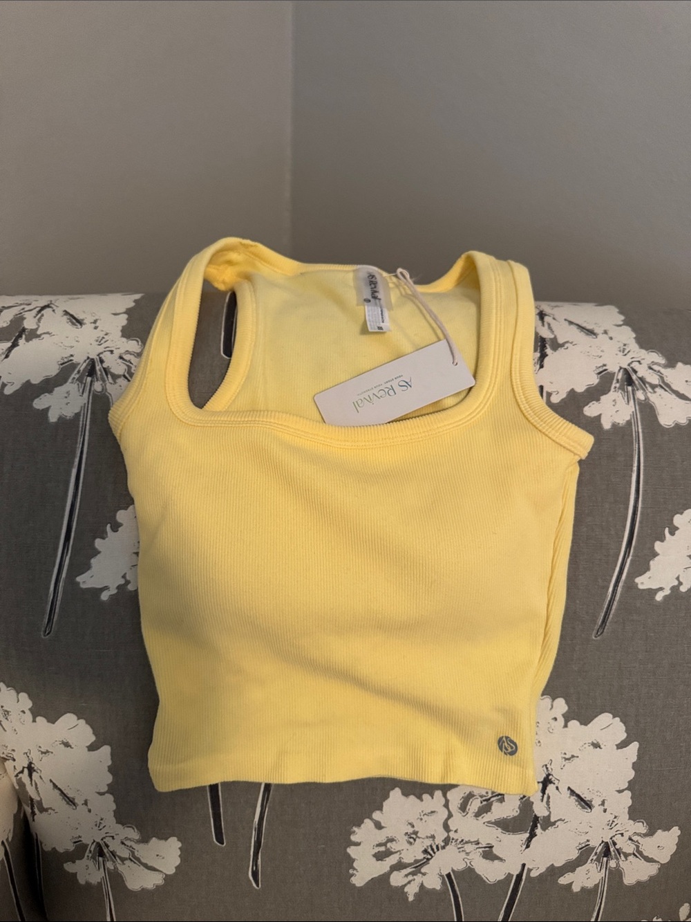 Altar'd State Yellow Ribbed Square-Neck Crop Tank